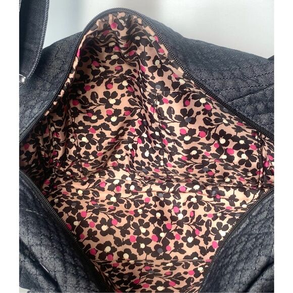 Vera Bradley Iconic 100 Denim Gray Weekender Travel Bag Crossbody Strap Handles - Picture 12 of 13